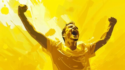 energetic yellow sports fan cheering with passion aigenerated illustration