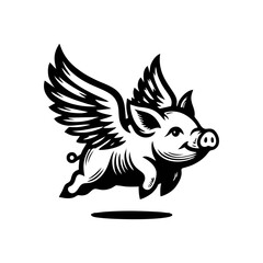Obraz premium flying pig logo design, hog logo design