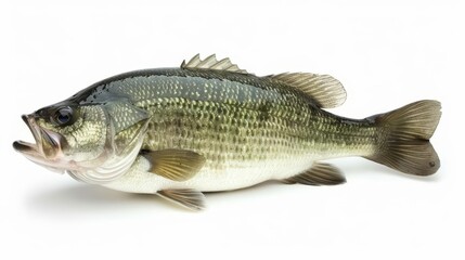 fresh largemouth bass fish isolated on white background fishing trophy photo