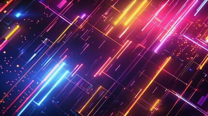 Fototapeta premium futuristic 3d abstract technology background with glowing neon elements digital art