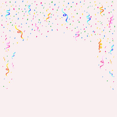 Abstract colorful confetti background. Simple vector illustration with copy space. Concept of party or celebration. Design for wallpaper, web, card, banner and etc. Vector illustration 