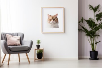 Chart of a cute manx cat isolated in modern minimalist interior