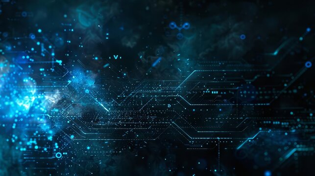 futuristic nanotechnology background with binary code and glowing blue circuitry innovative scifi concept illustration