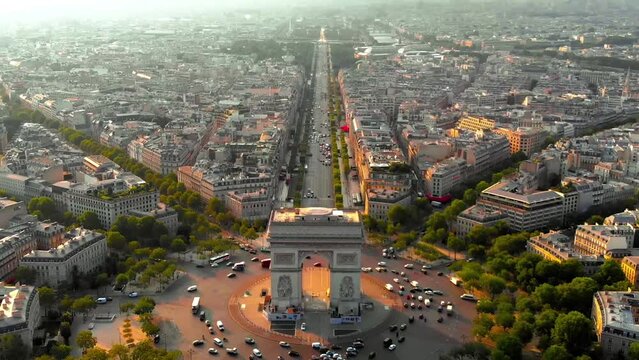 France, Paris Arc de Triomphe (Triumphal Arch) in Champs Elysees