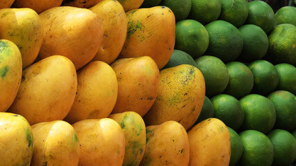 Delicious fruits displayed in a fruit stall