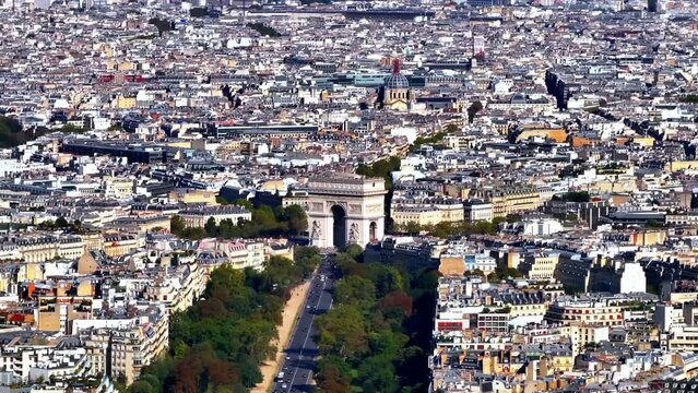France, Paris Arc de Triomphe (Triumphal Arch) in Champs Elysees