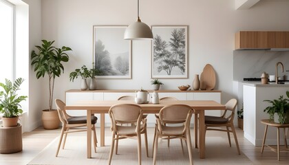 Minimalist modern living room interior background, empty wall mockup, living room mock up in Scandinavian style. 3d rendering