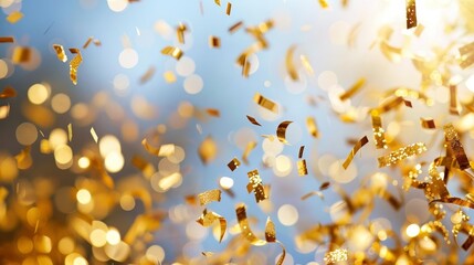 glittering gold confetti scattered on an abstract background festive celebration decoration