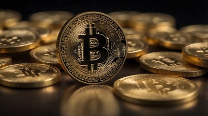 Bitcoin crypto currency on digital graphic background,conceptual.AI generative.