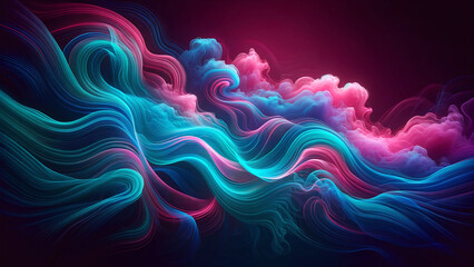 Flowing Spectral Waves Abstract Fluid Art in Vivid Multicolors