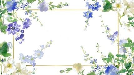 A delicate floral frame with a gold border The frame features clusters of roses in various colors