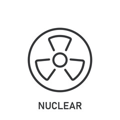 Nuclear, radioactive icon. Line single icon on transparent background