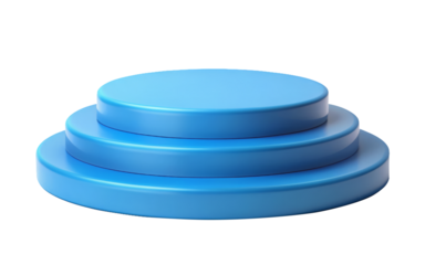 Mini podium in blue color for product presentation on transparent background