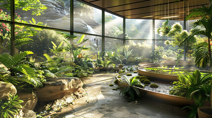 Exquisite home garden showcasing an array of plants and a mesmerizing natural view.