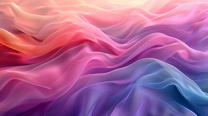Obraz premium A beautiful fabric pattern with smooth, wavy lines in gradient colors of pink, purple, and turquoise, creating a simple yet visually appealing effect. Minimal and Simple style