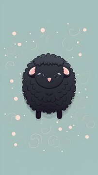 Adorable Black Sheep Cartoon Icon in Pastel Minimalist Design