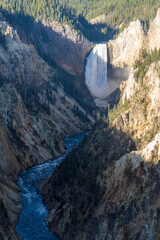 Lower Falls of the Grand Canyon of the Yellowstone on a sunny summer/fall morning in Yellowstone National Park in Wyoming