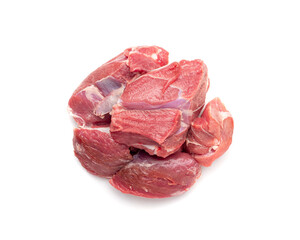 Raw mutton fillet isolated, lamb meat pieces, tenderloin or mutton sirloin meat. Fresh sheep fillet