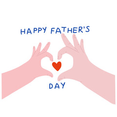 Happy Father's Day. Cartoon father's day vector calligraphy greeting cards. Hand of father and child, the love of a child for a father. Gesture of love with hands © luamor