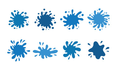 Water drops and splash silhouette collection in simple doodle style. Set different liquid shapes and silhouette.