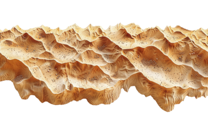 Small desert sand dunes layer on white and transparent background