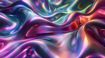 Obraz premium A modern fabric design with a repeating pattern of glossy, interconnected lines in bold, metallic colors such as purple, green, and blue, providing a shiny look. Minimal and Simple style