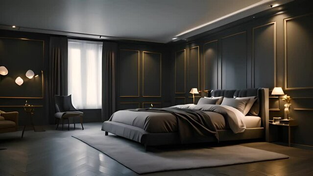 Bedroom With Large Bed and Chair Generative AI