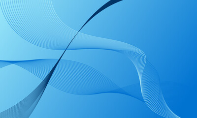 blue light lines wave curves with smooth gradient abstract background