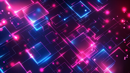 Abstract Cube Background. Backland Neon Light Modern Illusion, Sci-fi Style. Modern Fashion Light. 3D Illustration. Geometric Neon Light Background.