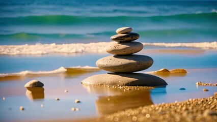 A stack of rocks on a beach