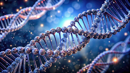 Realistic 3D DNA helix structure. Generative ai