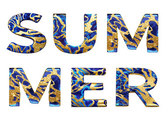 Summer word with stylized font vector text
