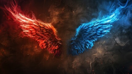 big wings half red half blue