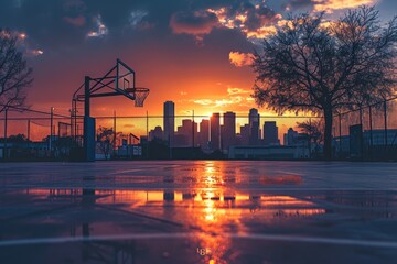 Sunset Slam Dunk: Houston's Skyline Playground