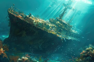 Sunlit Depths: Shipwreck Discovery Below