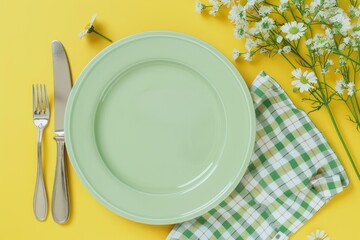 Spring Table Setting with Colorful Plates