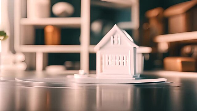 House Model With Scissors on Table Generative AI