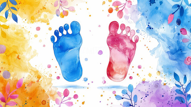 Watercolor Paw Prints of the children show the impression of memory.