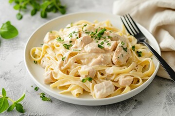 Delicious Fettuccine Alfredo with Chicken and Fresh Herbs