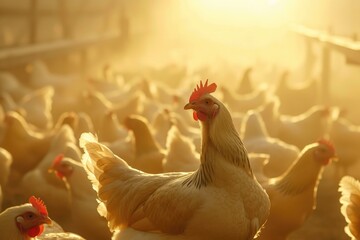 Healthy Hens: Spacious Farm Living in Golden Light