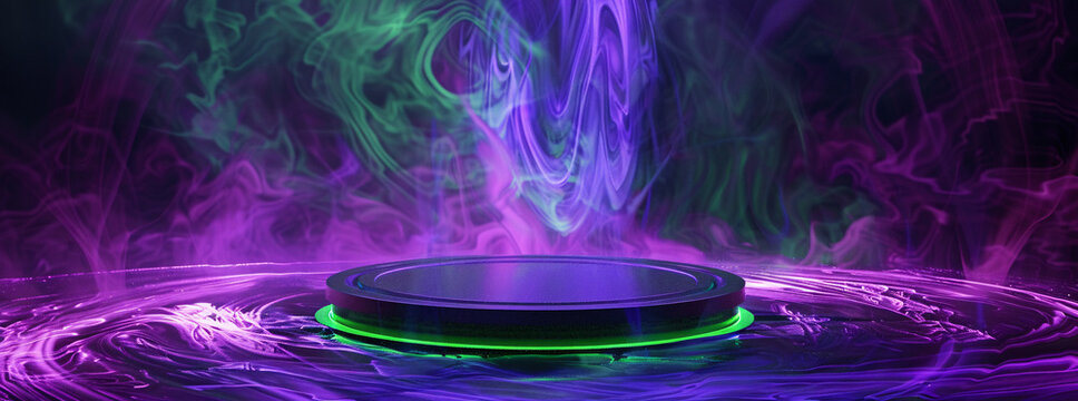 Award-Ready Pedestal Bathed in Neon Light