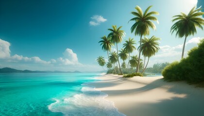 Fototapeta na wymiar Summer wallpaper with a pristine tropical beach. 