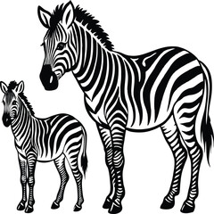 Zebra, Minimalist and Simple Silhouette - Vector illustration