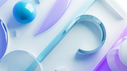 A blue and purple abstract geometric image with a lot of glass and a lot of lines and smooth curve. 
