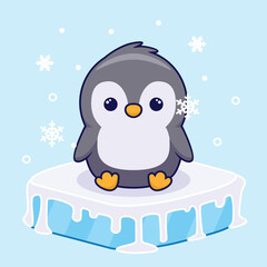 
cute penguin sitting on the ice