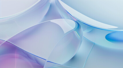 A blue and purple abstract geometric image with a lot of glass and a lot of lines and smooth curve. 
