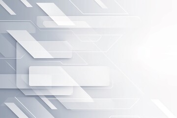 Technology banner design with white and gray geometric vector background