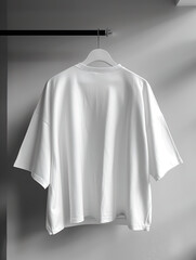 White Blank T-Shirt Hanging on Clothes Rack, Mockup