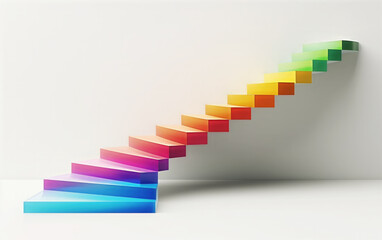 Abstract 3d illustration of a staircase with a vibrant color gradient
