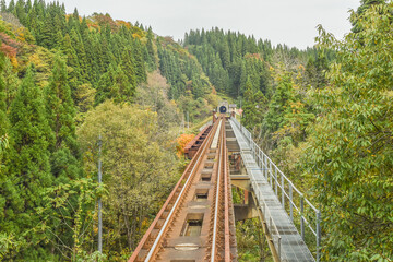 Beautiful Autumn Colors From The Train Of Akita Nairiku Line, Tohoku, Japan